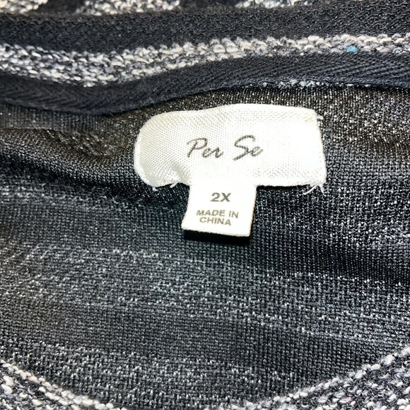 Per Se Black and Gray Striped Tunic Sweatshirt, 2X - Picture 6 of 7